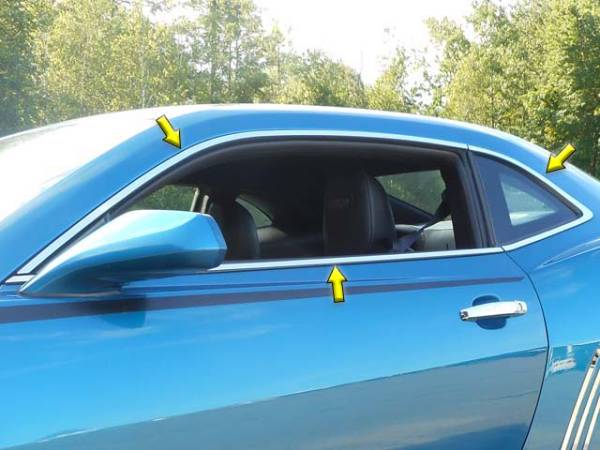 QAA - Chevrolet Camaro 2010-2015, 2-door, Coupe (6 piece Stainless Steel Window Trim Package Includes Upper Trim, Windows Sills, Rear Surround, NO Pillars ) WP50102 QAA