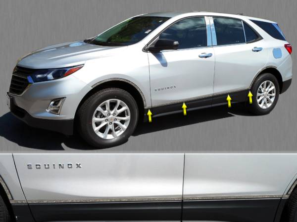 QAA - Chevrolet Equinox 2018-2020, 4-door, SUV (8 piece Stainless Steel Rocker Panel Trim, Upper Kit 1" Width Spans from the bottom of the cladding UP to the specified width.) TH58160 QAA