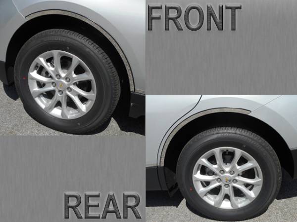 QAA - Chevrolet Equinox 2018-2020, 4-door, SUV (4 piece Stainless Steel Wheel Well Accent Trim 0.875" Width With 3M adhesive installation and black rubber gasket edging. *model WITHOUT Rocker Panels) WQ58160 QAA