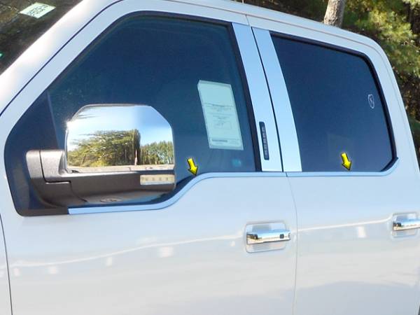 QAA - Ford F-150 2015-2020, 4-door, Pickup Truck, Super Crew Cab (4 piece Stainless Steel Window Sill Trim Set ) WS55316 QAA