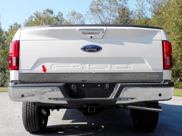 QAA - Ford F-150 2018-2020, 2-door, 4-door, Pickup Truck (1 piece Stainless Steel Tailgate Accent Trim 4" Width, with logo NEW Eco cut out ) RT58308 QAA