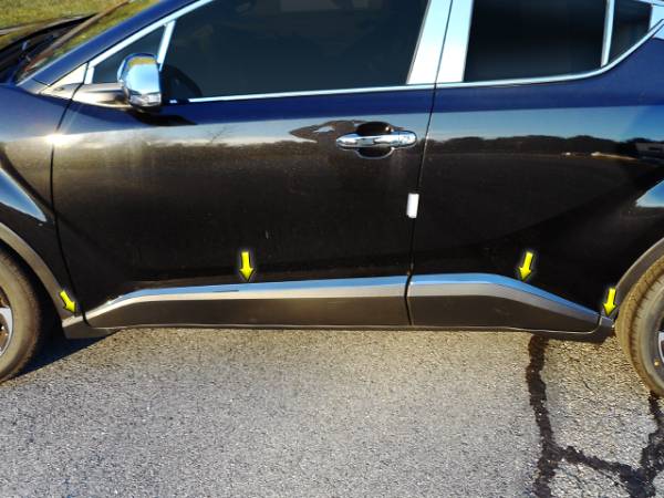 QAA - Toyota C-HR 2018-2020, 4-door, Crossover SUV (8 piece Stainless Steel Rocker Panel Trim, Upper Kit Installs on Top of plastic cladding. ) TH18140 QAA