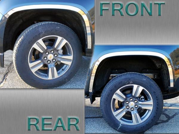 QAA - Chevrolet Colorado 2015-2020, 4-door, Pickup Truck (4 piece Stainless Steel Wheel Well Accent Trim 1.5" Width With 3M adhesive installation and black rubber gasket edging.) WQ55150 QAA