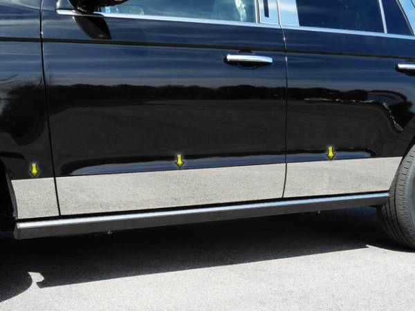 QAA - Ford Expedition 2018-2020, 4-door, SUV (6 piece Stainless Steel Rocker Panel Trim, Lower Kit Tapered Width from a point - 7"-8.25", does not fit the "MAX" version Spans from the bottom of the door UP to the specified width.) TH58383 QAA