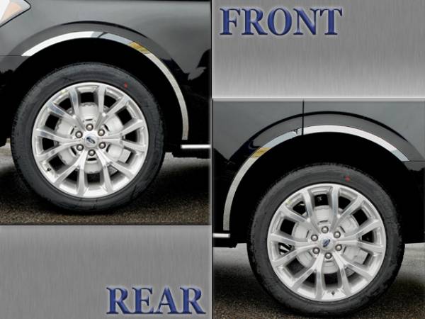 QAA - Ford Expedition 2018-2020, 4-door, SUV (6 piece Stainless Steel Wheel Well Accent Trim 1.25" Width, does not fit the "MAX" version With 3M adhesive installation and black rubber gasket edging. *model WITHOUT Rocker Panels) WQ58383 QAA