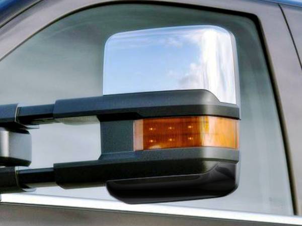 QAA - Chevrolet Silverado 2014-2018, 2-door, 4-door, Pickup Truck, 1500, 2500, 3500 (2 piece Chrome Plated ABS plastic Mirror Cover Set Tow Mirrors, Top Only ) MC54182 QAA