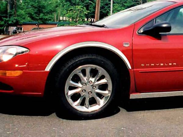 QAA - Chrysler 300M 1999-2004, 4-door, Sedan (4 piece Molded Stainless Steel Wheel Well Fender Trim Molding 2" Width Clip on or screw in installation, Lock Tab and screws, hardware included.) WZ39760 QAA