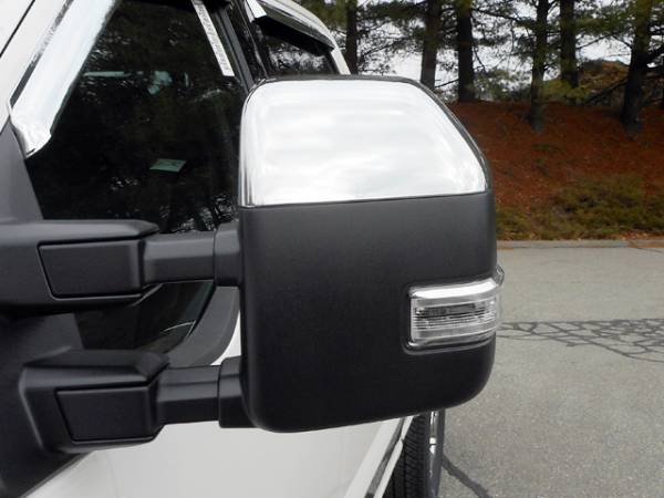 QAA - Ford F-250 & F-350 Super Duty 2017-2020, 2-door, 4-door, Pickup Truck (2 piece Chrome Plated ABS plastic Mirror Cover Set Top Half Only, Snap on replacement ) MC57321 QAA