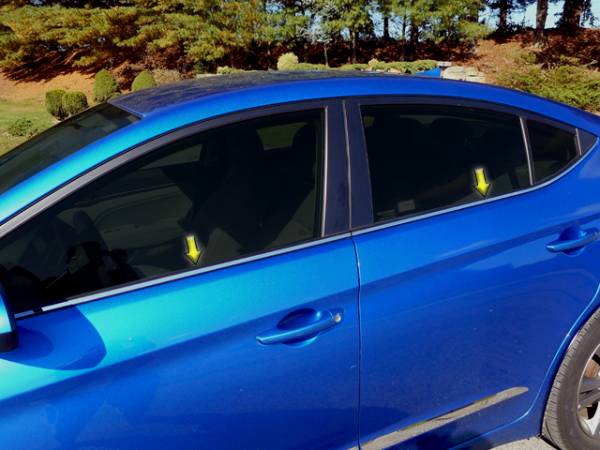 QAA - Hyundai Elantra 2017-2020, 4-door, Sedan (4 piece Stainless Steel Window Sill Trim Set 0.375" Width Face of sills ONLY) WS17340 QAA