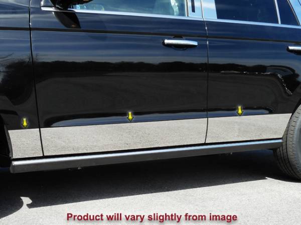 QAA - Ford Expedition 2018-2020, 4-door, SUV, MAX (6 piece Stainless Steel Rocker Panel Trim, Lower Kit Tapered Width from a point - 7"-8.25", ONLY fits "MAX" version Spans from the bottom of the door UP to the specified width.) TH58385 QAA