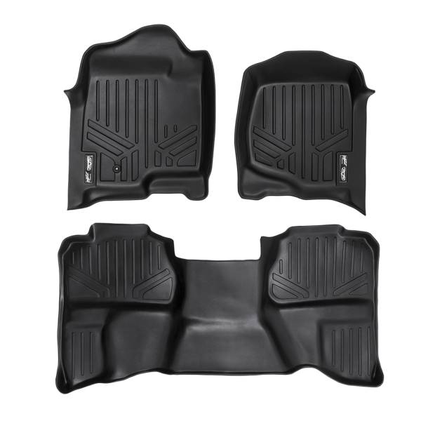 Maxliner USA - MAXLINER Custom Fit Floor Mats 2 Row Liner Set Black for 2007-2013 Silverado/Sierra 1500/2500/3500 HD Extended Cab