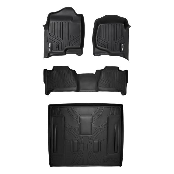 Maxliner USA - MAXLINER Floor Mats 2 Rows and Cargo Liner Behind 2nd Row Set Black for 2007-2014 Cadillac Escalade (No Hybrid Models)