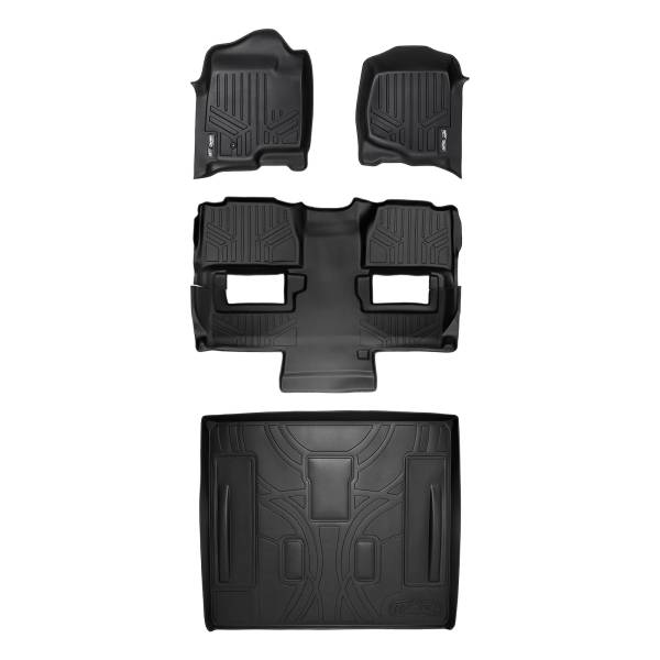 Maxliner USA - MAXLINER Custom Fit Floor Mats 3 Rows and Cargo Liner Behind 2nd Row Set Black for 2011-2014 Tahoe / Yukon