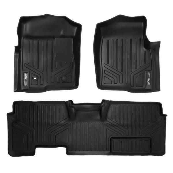 Maxliner USA - MAXLINER Custom Fit Floor Mats 2 Row Liner Set Black for 2009-2010 Ford F-150 SuperCab Non Flow-Through Center Console