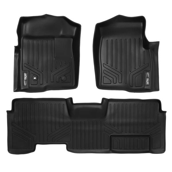 Maxliner USA - MAXLINER Custom Fit Floor Mats 2 Row Liner Set Black for 2009-2010 Ford F-150 SuperCab with Flow-Through Center Console