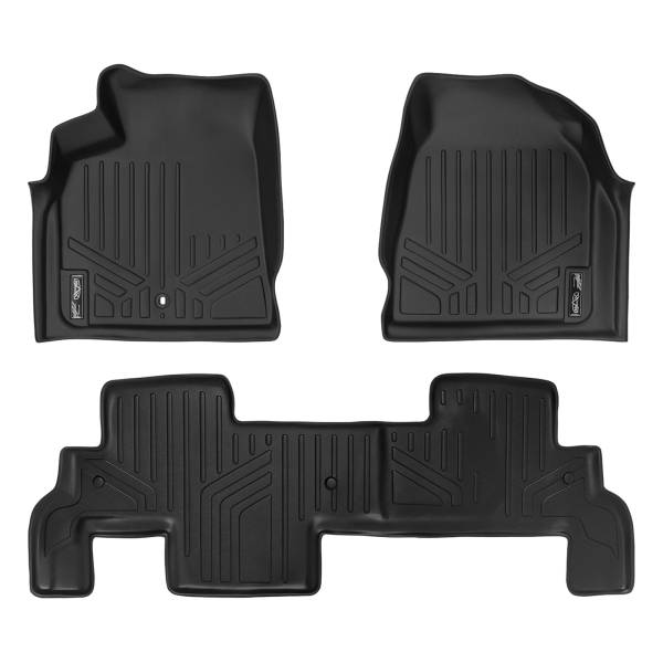 Maxliner USA - MAXLINER Custom Fit Floor Mats 2 Row Liner Set Black for Traverse / Enclave / Acadia / Outlook (with 2nd Row Bench Seat)