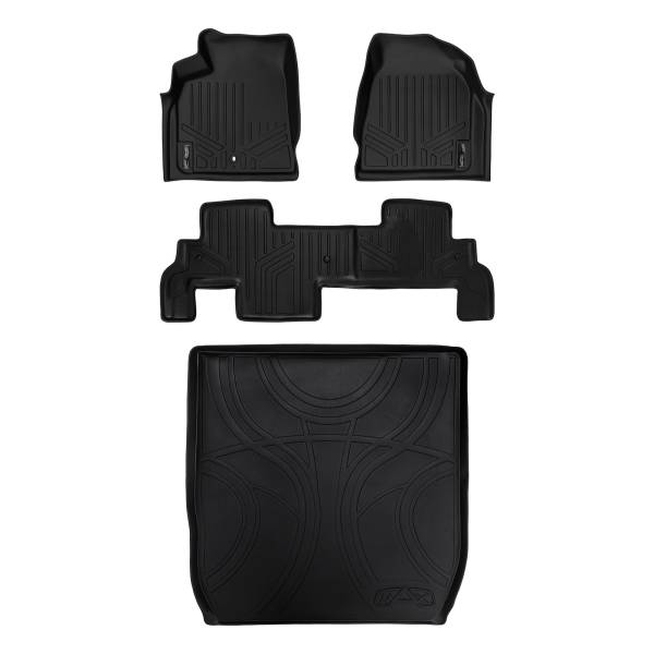 Maxliner USA - MAXLINER Custom Floor Mats 2 Rows and Cargo Liner Behind 2nd Row Set Black for Traverse / Enclave with 2nd Row Bench Seat