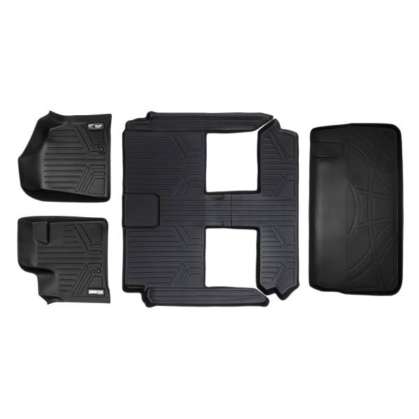 Maxliner USA - MAXLINER Floor Mats 3 Rows and Cargo Liner Behind 3rd Row Set Black for 2008-2019 Caravan / Town & Country (Stow'n Go Only)