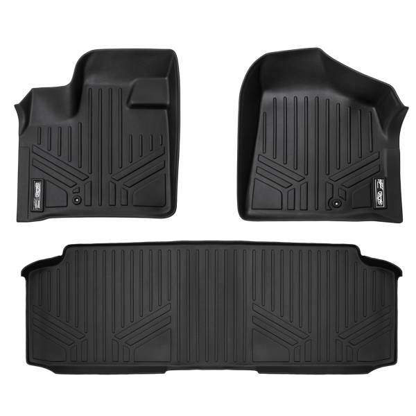 Maxliner USA - MAXLINER Floor Mats 2 Row Liner Set Black for 2008-2019 Dodge Grand Caravan/Chrysler Town & Country with 2nd Row Bench Seat