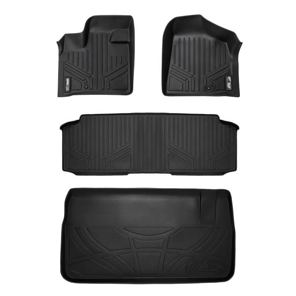 Maxliner USA - MAXLINER Floor Mats and Cargo Liner Behind 3rd Row Set Black for 2008-2019 Caravan/Town & Country with 2nd Row Bench Seat