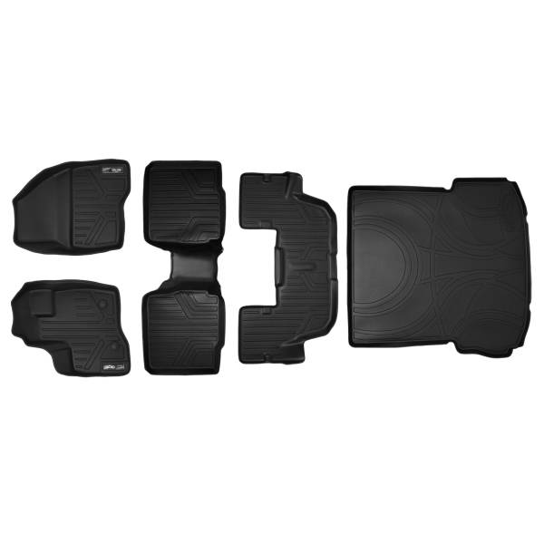 Maxliner USA - MAXLINER Floor Mats 3 Rows and Cargo Liner Behind 2nd Row Set Black for 2011-2014 Ford Explorer with 2nd Row Center Console