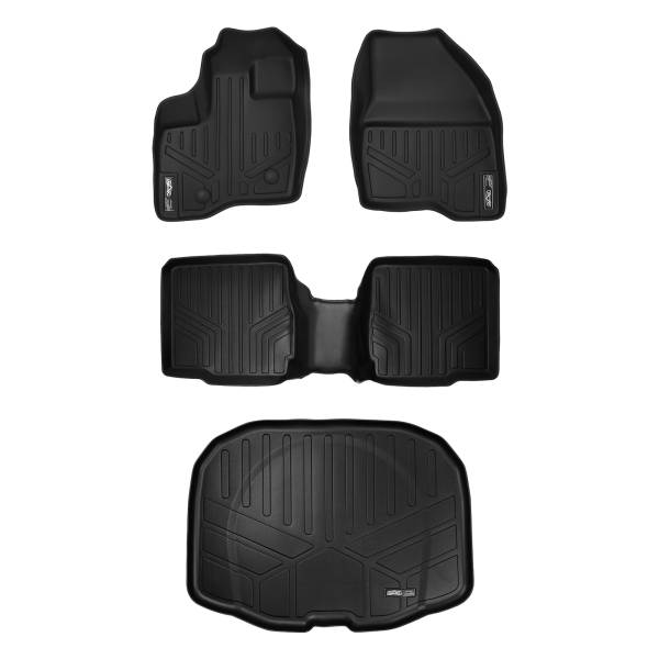 Maxliner USA - MAXLINER Floor Mats 2 Rows and Cargo Liner Behind 3rd Row Set Black for 2011-2014 Ford Explorer with 2nd Row Center Console