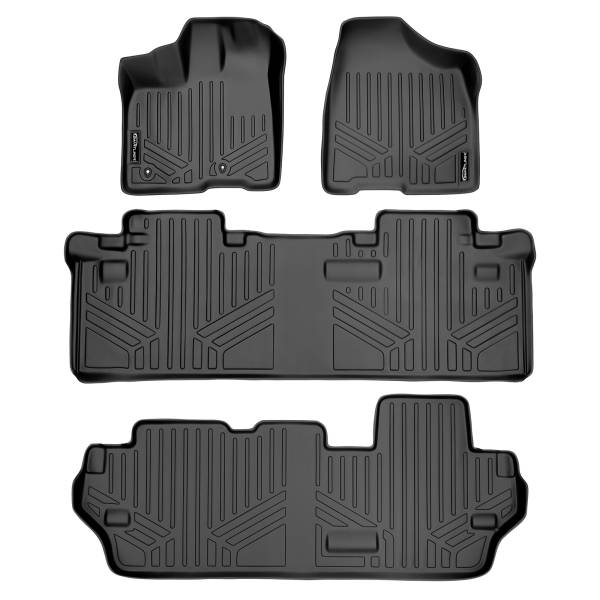 Maxliner USA - MAXLINER Custom Fit Floor Mats 3 Row Liner Set Black for 2011-2012 Toyota Sienna 8 Passenger Model