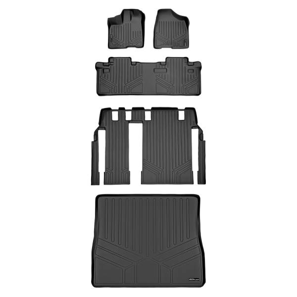 Maxliner USA - MAXLINER Custom Floor Mats 3 Rows and Cargo Liner Behind 2nd Row Set Black for 2011-2012 Toyota Sienna 8 Passenger Model