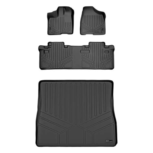 Maxliner USA - MAXLINER Custom Floor Mats 2 Rows and Cargo Liner Behind 2nd Row Set Black for 2011-2012 Toyota Sienna 8 Passenger Model