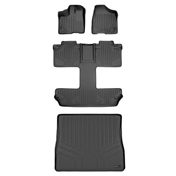 Maxliner USA - MAXLINER Custom Floor Mats 3 Rows and Cargo Liner Behind 2nd Row Set Black for 2011-2012 Toyota Sienna 7 Passenger Model