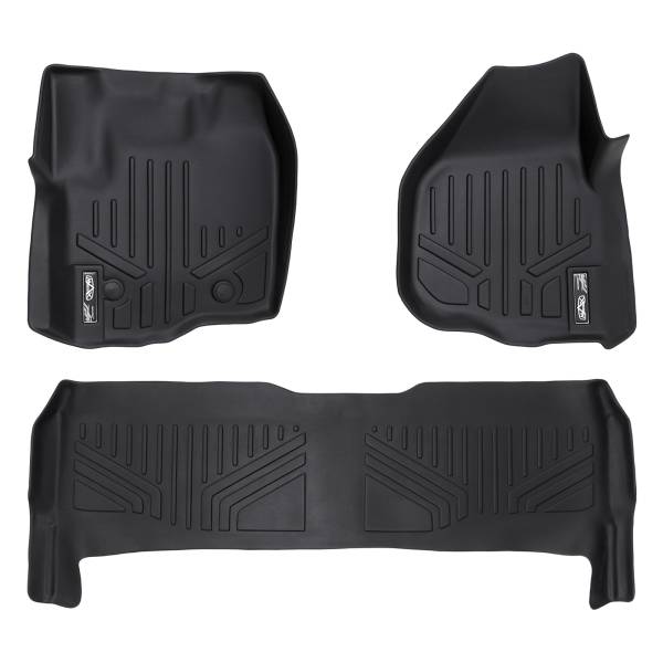 Maxliner USA - MAXLINER Floor Mats 2 Row Liner Set Black for 2012-16 F-250/F-350/F-450 Super Duty Crew Cab with Raised Drivers Side Pedal