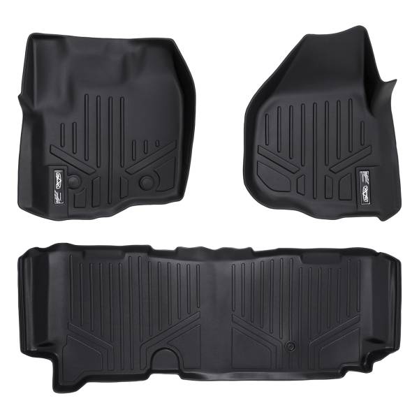 Maxliner USA - MAXLINER Floor Mats 2 Row Liner Set Black for 2012-2016 Ford F-250/F-350 Super Duty SuperCab with Raised Drivers Side Pedal