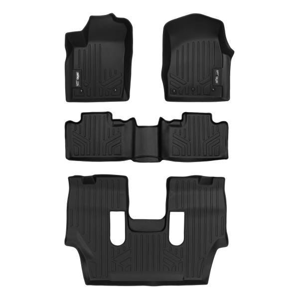 Maxliner USA - MAXLINER Floor Mats 3 Row Liner Set Black for 13-16 Dodge Durango with First Row Dual Floor Hooks and 2nd Row Bucket Seats