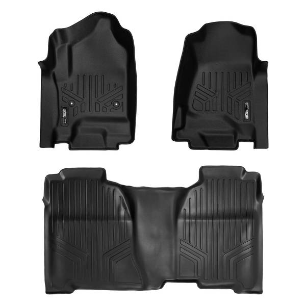 Maxliner USA - MAXLINER Custom Fit Floor Mats 2 Row Liner Set Black for 2014-2018 Silverado/Sierra 1500 Crew Cab - 2015-2018 2500/3500 HD Crew Cab