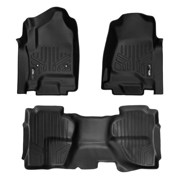 Maxliner USA - MAXLINER Custom Fit Floor Mats 2 Row Liner Set Black for 2014-2018 Silverado/Sierra 1500 Double Cab - 2015-2018 2500/3500 HD Double Cab