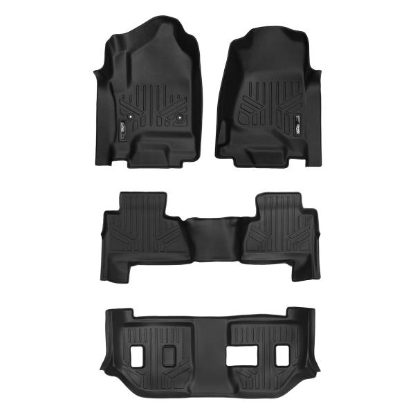 Maxliner USA - MAXLINER Custom Floor Mats 3 Row Liner Set Black for 2015-2019 Chevrolet Suburban / GMC Yukon XL (with 2nd Row Bench Seat)