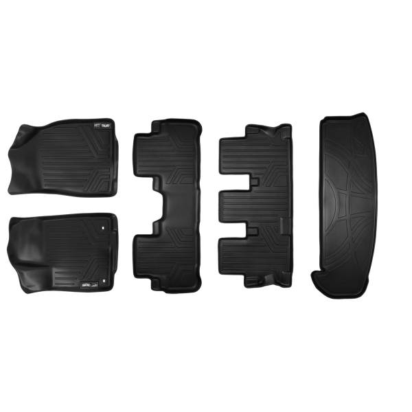 Maxliner USA - MAXLINER Floor Mats 3 Rows and Cargo Liner Behind 3rd Row Set Black for 2014-2019 Toyota Highlander with 2nd Row Bench Seat