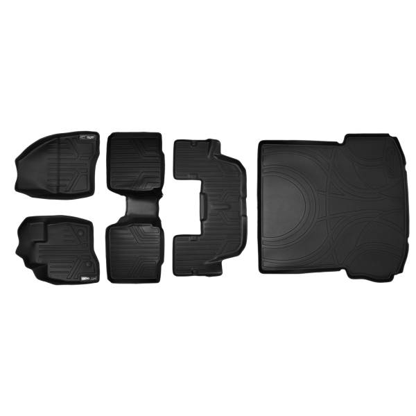 Maxliner USA - MAXLINER Floor Mats 3 Rows and Cargo Liner Behind 2nd Row Set Black for 2015-2016 Ford Explorer with 2nd Row Center Console