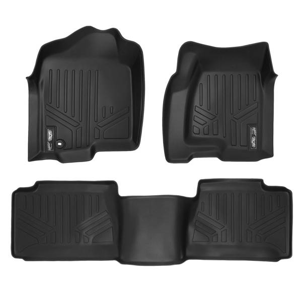 Maxliner USA - MAXLINER Floor Mats 2 Row Liner Set Black for 2001-2007 Silverado/Sierra 1500/2500/3500 Extended Cab Classic Body Style