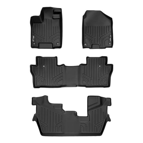 Maxliner USA - MAXLINER Custom Fit Floor Mats 3 Row Liner Set Black for 2016-2019 Honda Pilot 8 Passenger Model (No Elite Models)