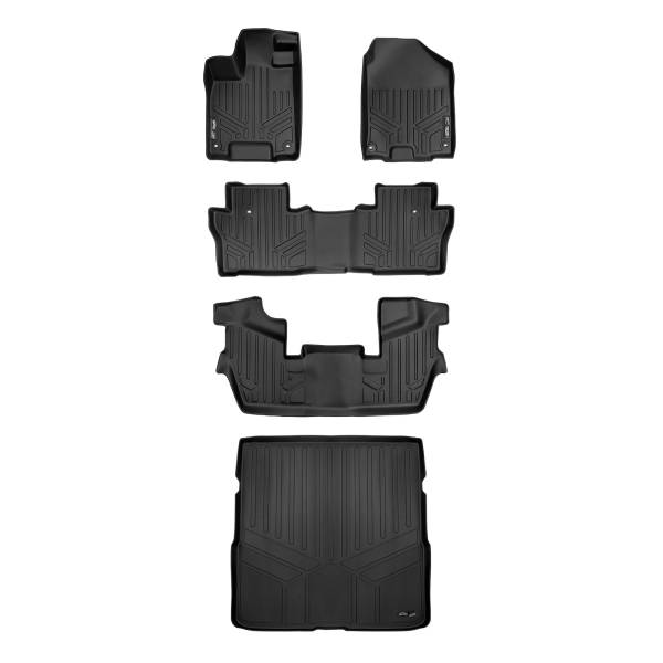 Maxliner USA - MAXLINER Custom Fit Floor Mats 3 Rows and Cargo Liner Behind 2nd Row Set Black for 2016-2019 Honda Pilot 7 Passenger Model