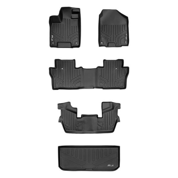 Maxliner USA - MAXLINER Custom Fit Floor Mats 3 Rows and Cargo Liner Behind 3rd Row Set Black for 2016-2019 Honda Pilot 7 Passenger Model