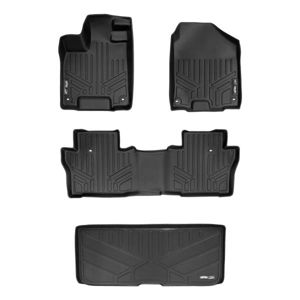 Maxliner USA - MAXLINER Custom Fit Floor Mats 2 Rows and Cargo Liner Behind 3rd Row Set Black for 2016-2019 Honda Pilot