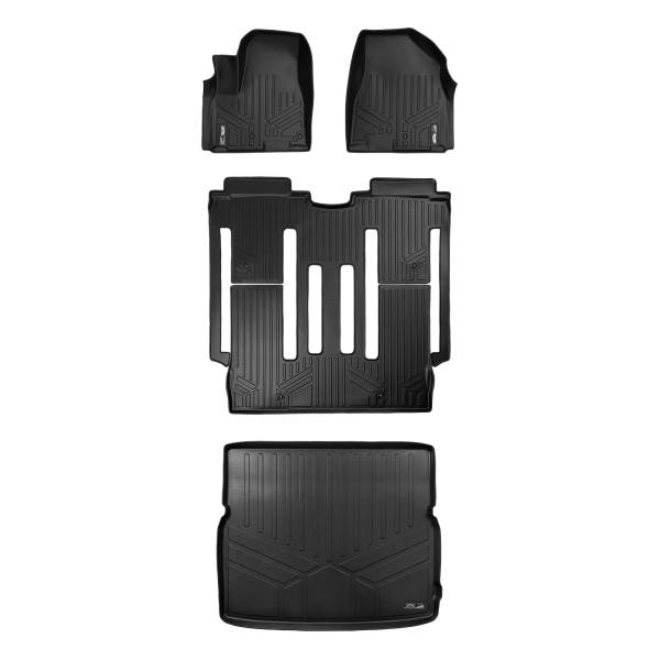 Maxliner USA - MAXLINER Custom Fit Floor Mats and Cargo Liner Behind 2nd Row Set Black for 2015-2019 Kia Sedona 8 Passenger Model Only