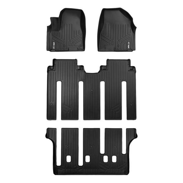 Maxliner USA - MAXLINER Custom Fit Floor Mats 3 Row Liner Set Black for 2015-2019 Kia Sedona 7 Passenger Model Only