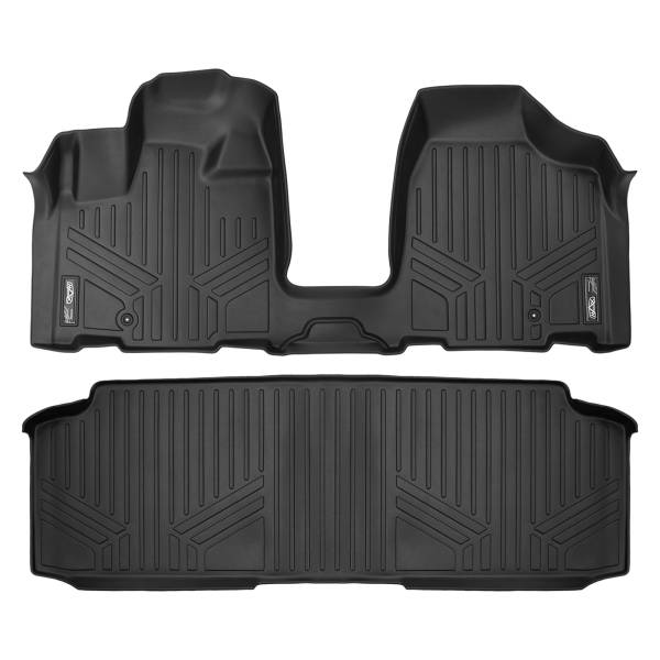 Maxliner USA - MAXLINER Floor Mats 2 Row Liner Set Black for 2008-2019 Grand Caravan / Chrysler Town & Country (with 2nd Row Bench Seat)