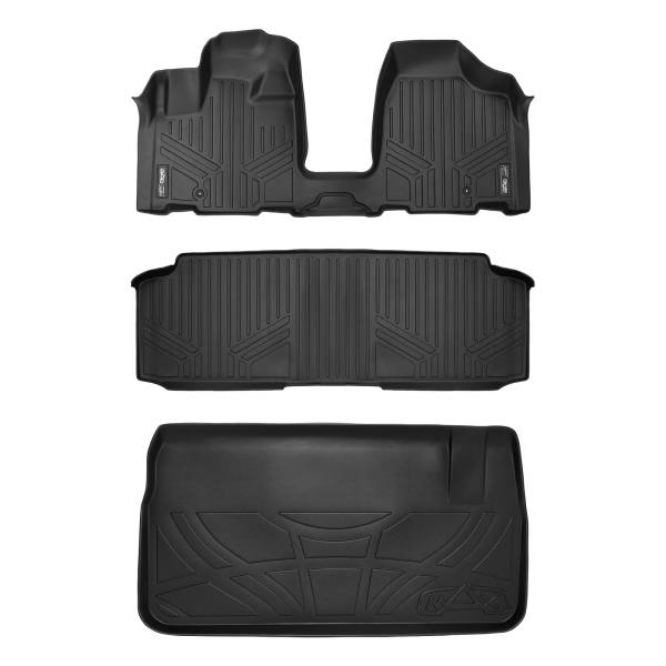 Maxliner USA - MAXLINER Floor Mats and Cargo Liner Behind 3rd Row Set Black for 2008-19 Caravan / Town & Country (with 2nd Row Bench Seat)