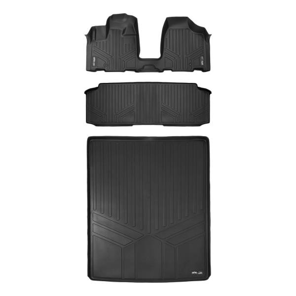 Maxliner USA - MAXLINER Floor Mats and Cargo Liner Behind 2nd Row Set Black for 2008-19 Caravan / Town & Country (with 2nd Row Bench Seat)