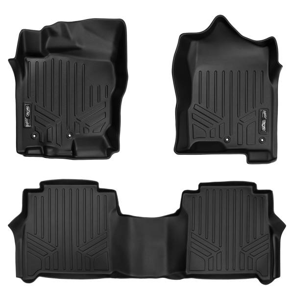 Maxliner USA - MAXLINER Floor Mats Liner Set Black for Crew Cab 2017-2019 Titan / 2016-2019 Titan XD (with Rear Under Seat Organizer)