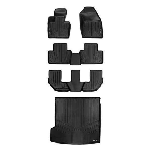 Maxliner USA - MAXLINER Floor Mats 3 Rows and Cargo Liner Behind 2nd Row Set Black for 2016-2019 Volvo XC90 - No Plug-in Hybrid Models